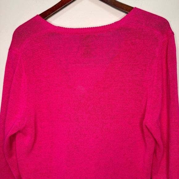 Olsen Linen Cotton Pink Cardigan Sweater Size Medium/Large 12 - Picture 8 of 9